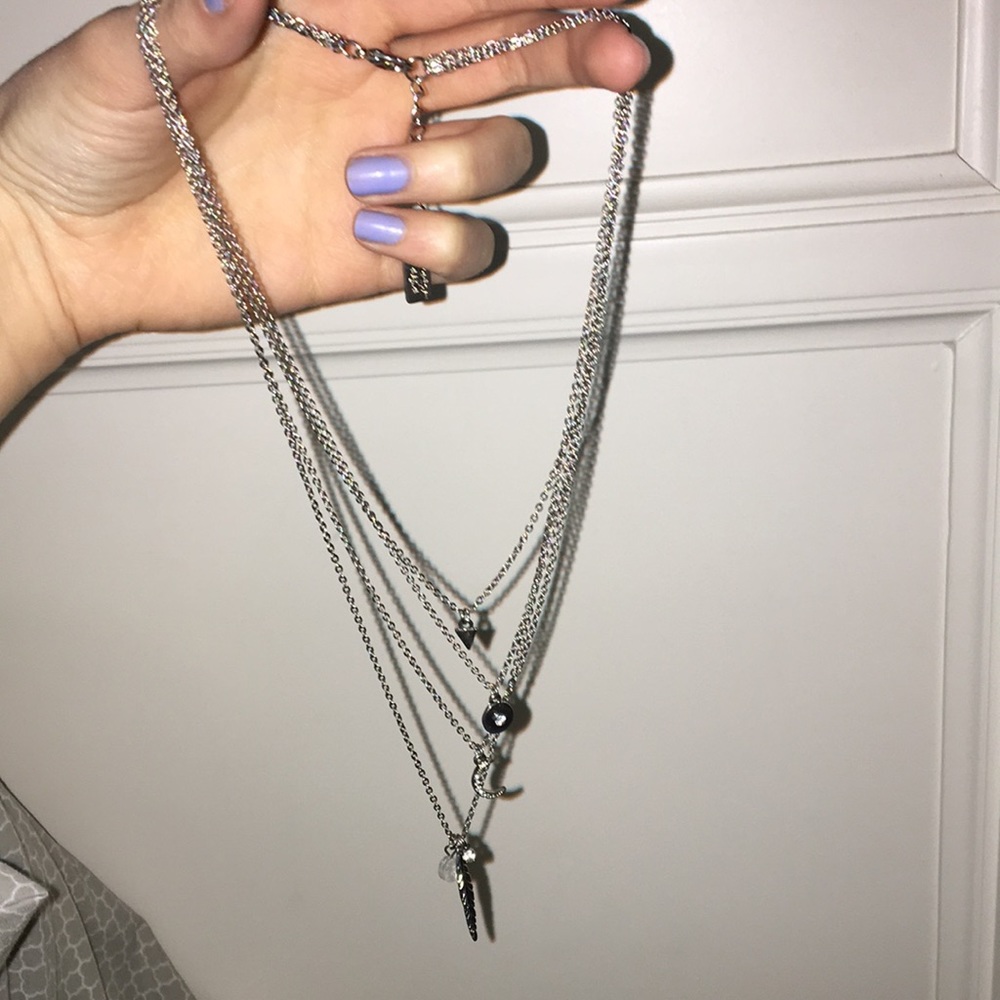 Layered silver necklace